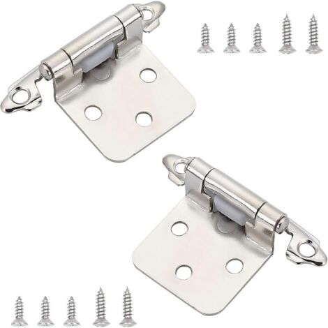 2 Pièces Charnière de Placard 1/2", Semi - Caché Charnières, Charnières de Placard à Fermeture Automatique, pour Portes D’armoire, Argent (1/5)