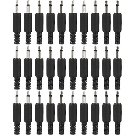 30 Pcs Prise Jack de réparation de Remplacement TS 3,5 mm, Prise mâle Mono 2 pôles 1/8", connecteur de câble Audio de Type à souder 3,5 mm pour réparation de Bricolage