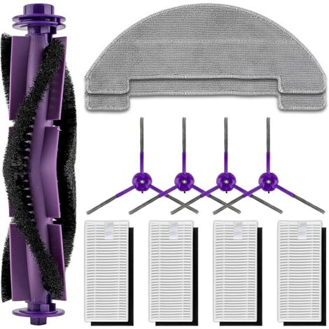 (11 pièces) MR1 SE Pièces de rechange pour aspirateur robot MONSGA MR1 SE, 1 brosse à rouleau, 4 brosses latérales, 4 filtres HEPA avec filtres en mousse, 2 tampons de nettoyage, kit d'accessoires (1/5)
