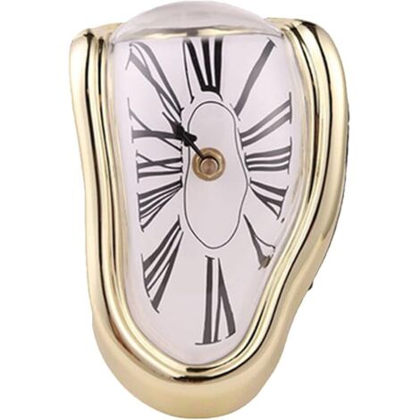 Creative Melting Clock, Horloge murale décorative Salvador Dali Watch Melted Clock for Home Office Shelf Bureau Table Décoration, drôle cadeau créatif (or) (1/5)