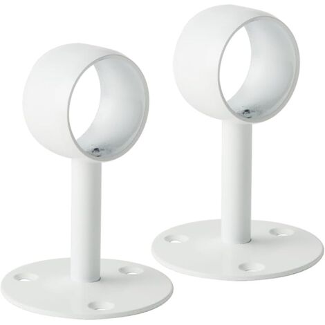 Support Tringle Rideau Plafond en Acier Inoxydable, Support Tringle Penderie pour Tube de rond Ø 38 mm, Blanc Brillant 2 Pcs, EFL6038W-2P