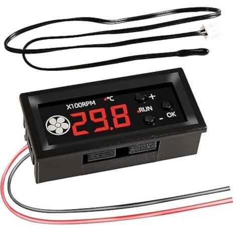 Régulateur de vitesse de ventilateur 12 V CC à 4 fils, commande de ventilateur 12 V CC PWM 4 broches avec affichage numérique de la température et de la vitesse, régulateur de vitesse de ventilateur (1/5)
