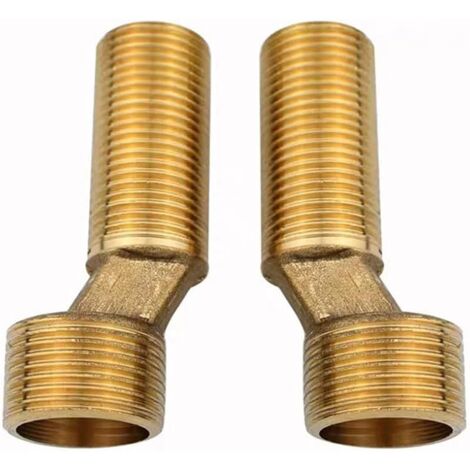 2 pièces Adaptateur de raccord S, 3/4 pouces x 1/2 pouce filetage extérieur S adaptateur pour pomme de douche, décalé de 8 mm, longueur 65 mm, bras pivotant réglable, raccord excentrique pour robinets (1/5)
