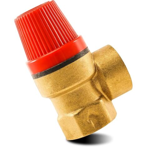 Soupape de sécurité 3/4" - Valve de décharge - Filetage intérieur G3/4" - Vanne de réduction de pression en laiton - Valve de sécurité à membrane DN20 - 3 bars 3/4" IG - Pour eau, huile, gaz (1/5)