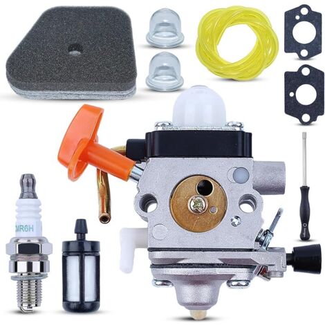 Carburateur avec Filtre à Air, Filtre à Carburant, Bougie pour STIHL FS87 FS87R FS90 FS90K FS90R FS100 FS110,  Kit de Réparation de Carburateur Pièces de Rechange Accessoire Moteur C1Q-S174