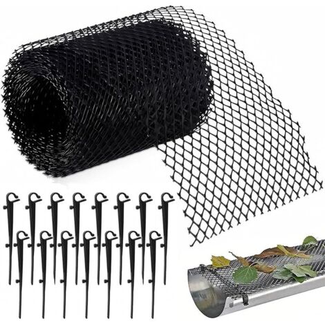 Protection Grillage 18 cm x 8 m Gouttière anti Feuilles en Plastique Robuste Protection Filtre Protege Gouttiere Contre les Feuilles pour Gouttières, filtre à Feuilles avec 15 Pinces (1/5)