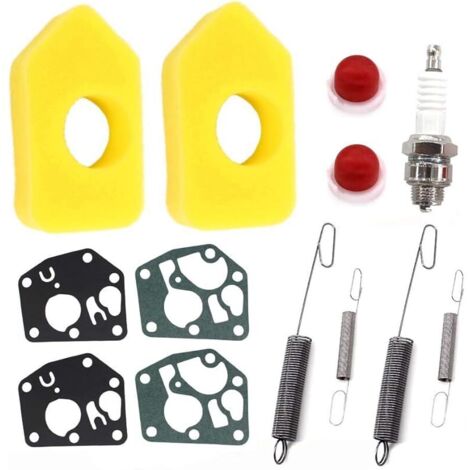2 Set Filtre à air avec Membrane de carburateur Ressortsd pour Briggs & Stratton Quattro 450 500 550 Series 698369 Classic Sprint 795083 694394 692211 691859