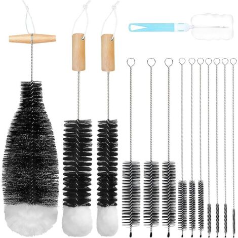 14 Pcs Goupillon Bouteille Set, Goupillon de Nettoyage, Set de Brosse de Nettoyage pour Tube, Bouteille en Verre, Biberon, Bouilloire et Clavier, Brosse de Nettoyage en Nylon pour Bouteille (1/5)