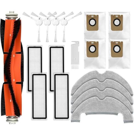 Pièces de rechange compatibles avec Dreame D10 Plus, Z10 Pro, L10 Plus accessoires, 1 brosse principale, 4 brosses latérales, 4 filtres hepa, 4 chiffons de vadrouille, 4 sacs à poussière (1/5)