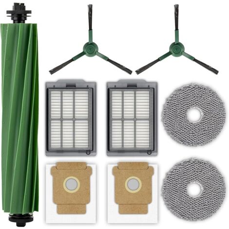 Lot de 9 pièces de rechange pour aspirateur Roomba Plus 505 Combo Robot Roomba Plus 505 Combo / Roomba Plus 405 Combo Robot, 1 brosse à rouleau, 2 sacs à poussière, 2 serpillères, 2 brosses latérales (1/5)