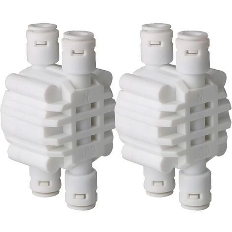 2 Pcs 1/4 inch 4 Voies Auto Shut Off Valve, Pousser Les raccords pour Le Système De Filtre À Eau Osmose Inverse Ro