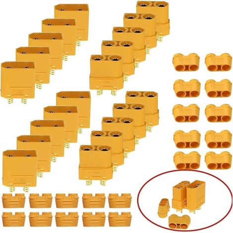 10 Paires XT90 Gaine Connecteur Connecteur Mâle et Femelle pour Modèle RC et Plus (10pcs XT90Connecteur Mâle + 10pcs XT90Connecteur Femelle) (1/5)