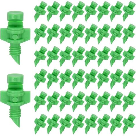 50-Pack Buses Brumisateurs, Emetteurs D'Irrigation 180 Degres pour Systeme D'Arrosage De Jardin/Plantes/Pelouse Dripper pulvérisateur A Refraction avec Embout Barbelé [Vert]