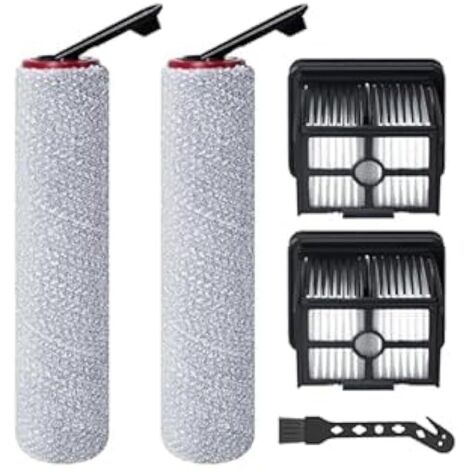 Rouleau de brosse de rechange et Filtre HEPA pour DREAME H15 Pro/H15 Mix/H15 Pro FoamWash /H15S/H12 Pro FlexReach Aspirateur Laveur, 2 rouleaux de brosse + 2 filtres + 1 brosse de nettoyage