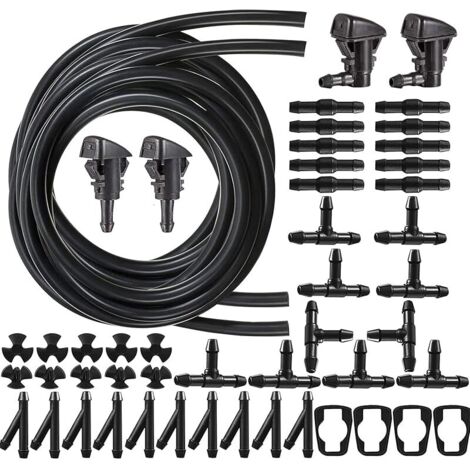 Kit de Tuyau Essuie Glace, 2 Pcs 3 Mètres Tuyau de Liquide de Lave-Glace Universal avec 30 Pcs Raccord de Tuyau (1/5)
