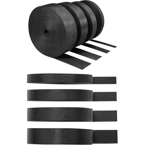 10 Meter Sangle Polypropylène Noir Sangle Couture, Rouleau de Ruban en Coton,Sangles en Coton à Chevrons, Sangle en Nylon (10/15/20/25mm), pour DIY Sac Dos Cargo Strapping Accessoires de Robe