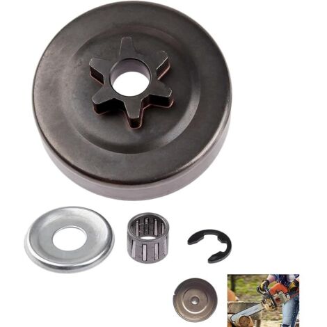Tambour D'embrayage pour Stihl MS017 MS018 MS170 MS180 MS210 MS230 MS250, Kit Pignon Embrayage Tronçonneuse 3/8 6 Dents avec Roulement à Aiguilles Rondelle Anneau de Retenue pour Remplacement Roue