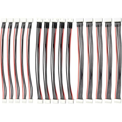JST-XH 2S/3S/4S Lot de 15 rallonges de Prise d'équilibre 20cm pour Batterie LiPo 22 AWG en Silicone, RC LiPo Batterie Balance Chargeur Câble (1/5)