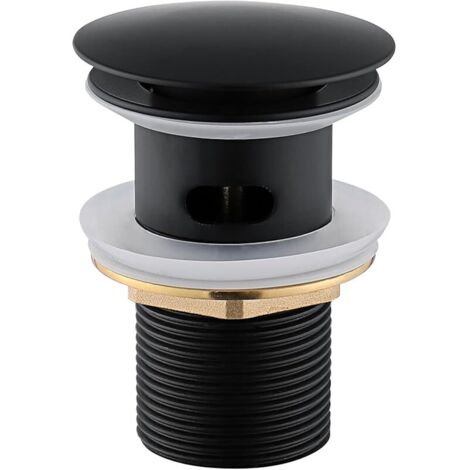 Bonde de lavabo avec trop-Plein Universelle, Bonde clic clac lavabo bonde de vidage Universel G1-1/4 en Acier Inoxydable pour lavabo Salle de Bain Noir