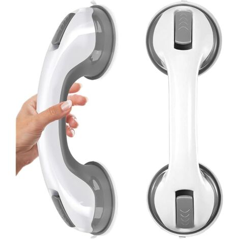 2 Pcs Poignée Ventouse, Poignée de Douche à Ventouse, Poignee Securite Salle de Bain, Sans Perçage Amovible, Barre d'Appui WC Douche, pour Personnes Âgées, Handicapés, Enfants (Gris) (1/5)