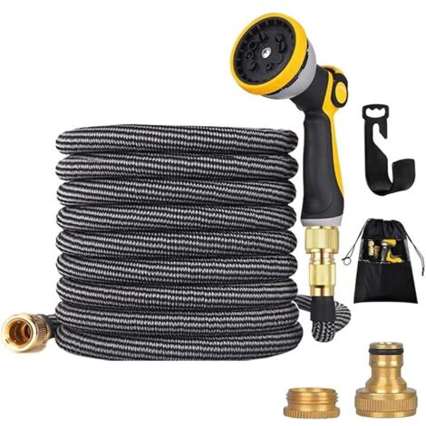 Tuyau d'arrosage de jardin de 60 m, 200 pieds, extensible et plus résistant, tube intérieur en latex double qui empêche les fuites, tuyau magique avec pistolet de pulvérisation à 9 fonctions