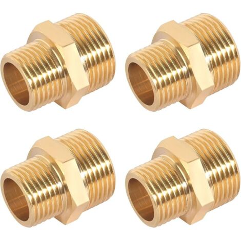 Réduction en Laiton, 4 Pièces de Réduction 3/4 à 1/2 Double Mamelon en Laiton Mâle, 1/2 Pouce à 3/4 Pouces Adaptateur, Durablement Approprié pour les Réducteurs de Tuyaux D'eau (20 x 25 mm)