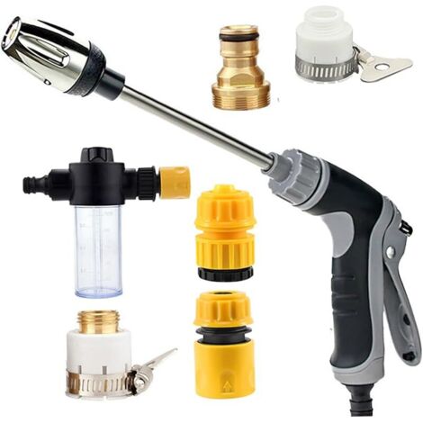 Pistolet de nettoyeur haute pression avec buse pivotante à 360°, poteau d'extension en métal pour lavage de voiture, allée, terrasse et nettoyage du jardin (1/5)