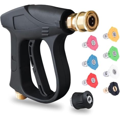 Pistolet à eau haute pression 4350 PSI avec 7 embouts pour nettoyeur haute pression avec interface de tuyau M22-14 mm, pour tuyau de nettoyeur haute pression Karcher K1-K7