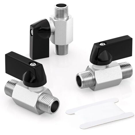 3pièces 1/4 pouce Mini vanne à bille en laiton Interrupteur d'arrêt, 1/4 x 1/4 pouce mâle raccord de tuyau fileté (1/5)