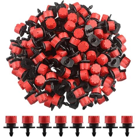 Lot de 100 goutteurs d'irrigation réglables de 0 à 70 L/H de 6,35 mm pour système d'arrosage (rouge) (1/5)