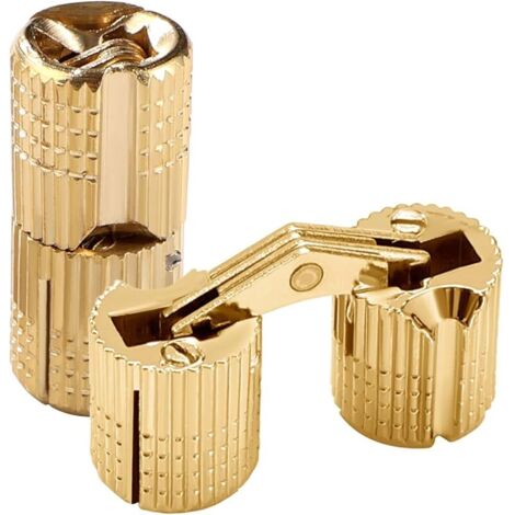 2 Pièces 10mm Charnière Invisible Laiton Tonneau, Charnière Laiton Caché Ouverture à 180° Angle, Charnières à Barillet Dissimulées, pour Boîtes à Cadeau Bijoux Bricolage (1/5)