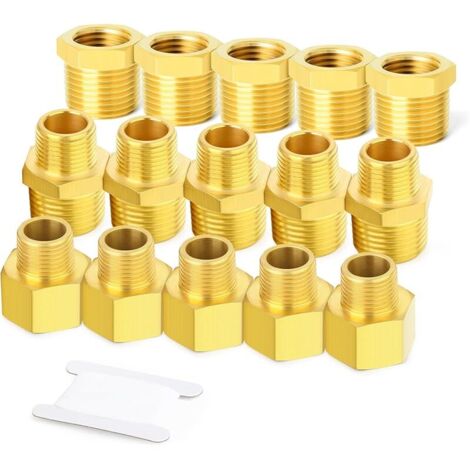 15pièces raccord de tuyau en laiton, douille hexagone, adaptateur réducteur, réducteur hexagone 3/8 pouces BSP x 1/4 pouces BSP