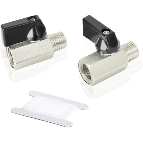 2 Pcs 1/4" femelle x 1/4" homme robuste vanne à bille en cuivre nickelé coupure interrupteur