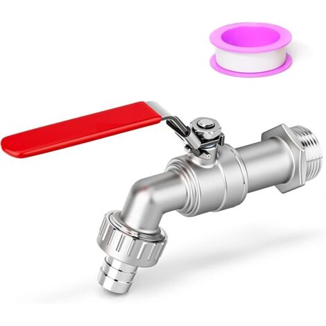 Robinet à bille en acier inoxydable, robinet d'arrêt extérieur pour tuyau d'arrosage mâle 3/4" BSP pour eau, huile et gaz 1000WOG
