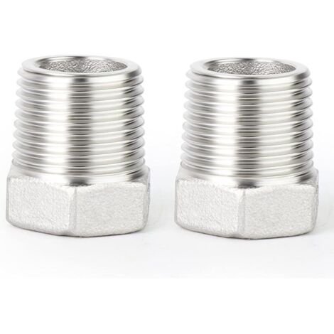 2 pièces réducteur à douille hexagonale, 3/8" BSP mâle à 1/4" BSP femelle filetage 304 acier inoxydable adaptateur de tuyau réducteur raccord