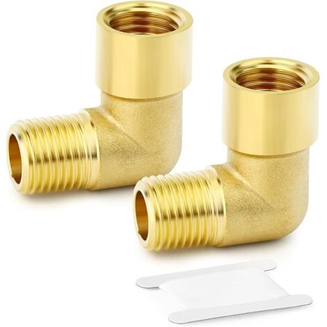 2 Pièces 90 Degree Barstock Street Elbow, 3/8 Inch BSP Male Pipe to 3/8 Inch BSP Female Brass Pipe Fitting