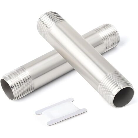 2 Pcs 250mm 1/2" x 1/2" BSP mâle Carte Manchon Casting Tube 304 raccords de tuyauterie en Acier Inoxydable