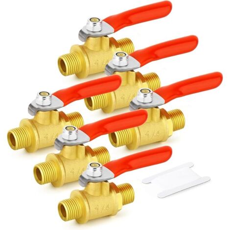6pièces 1/4 pouce BSP mâle laiton mini vanne à bille arrêter interrupteur, 1/4 pouce BSP filetage tuyau raccord