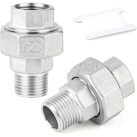 2 pièce 1" BSP en acier inoxydable 304 Raccords femelles et mâles, raccords union, adaptateurs filetés pour eau/huile/gaz (1/5)