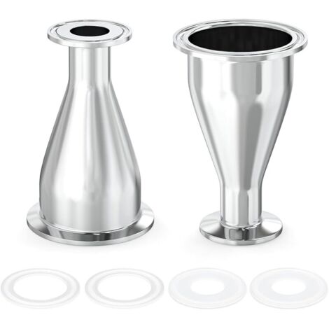 2 pièces Raccord sanitaire Réducteur Raccord en acier inoxydable 304 Tri Clamp Ferrule Style 2" Tube OD à 1" Tube OD (51 mm x 25 mm)