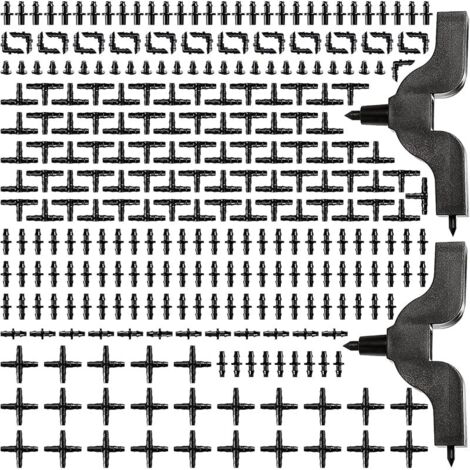 282 Pièces 4/7mm Connecteurs de Tuyaux, Raccord D'irrigation, Connecteurs Barbelés de Tuyaux pour Système D'Irrigation, Irrigation de Pelouse Raccord Connecteur Goutte
