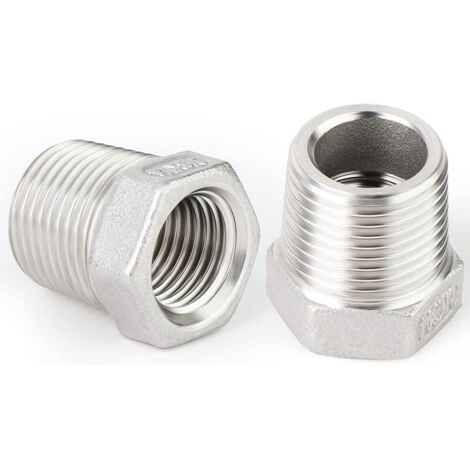 2 pièces réducteur à douille hexagonale, 1/2" BSP mâle à 1/4" BSP femelle filetage 304 acier inoxydable adaptateur de tuyau réducteur raccord