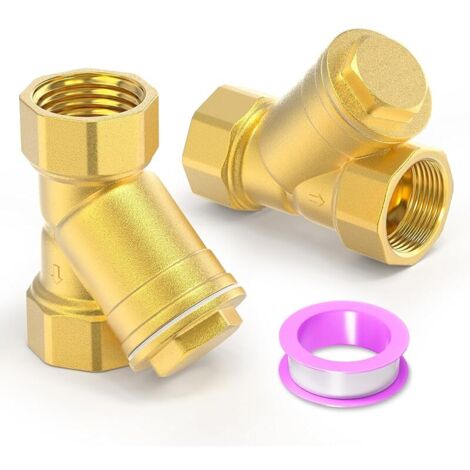 2 pièces de valve filtrante en laiton avec tamis en Y, valve de raccordement à filetage femelle 3/4" BSP DN20 pour la séparation eau-huile