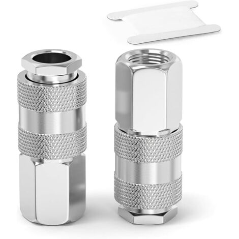 2 pièces 3/8" BSP femelle Raccords de tuyau d'air, Raccord rapide de tuyau d'air pour l'industrie, Kit de réparation de tuyau de compresseur pneumatique