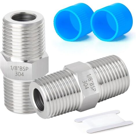 2 pièces 1/8 "mâle BSP x 1/8" mâle BSP filetage forgé en acier inoxydable connecteur de mamelon hexagonal SUS 304 raccords de tuyauterie