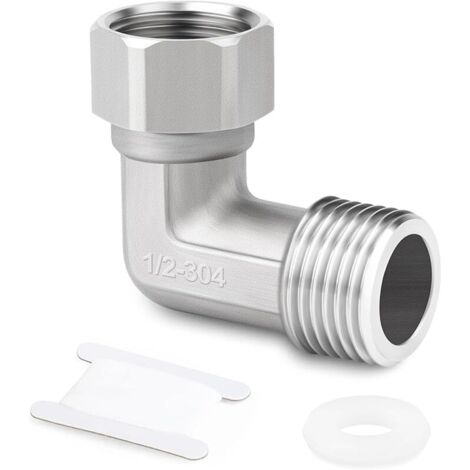 1 pièces coude à 90 degrés en acier inoxydable 304, 2 extrémités, connecteur mobile flexible, raccords de tuyau femelle 1/2" pour pulvérisateur, robinet d'équerre, bras de douche (1/5)