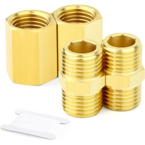 4pièces raccord de tuyau en laiton, coupleur Hex Nipple laiton, 3/4" x 3/4" BSP tuyau de filetage mâle, 3/4Inch x 3/4Inch BSP tuyau de filetage femelle
