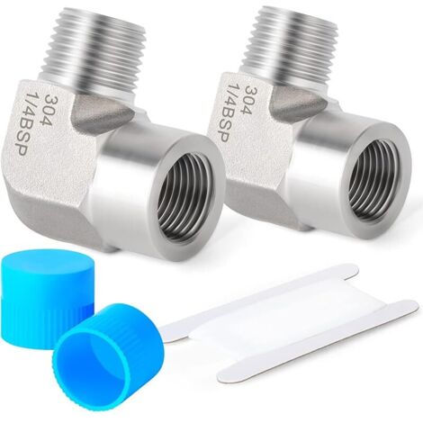 2 pièces 1/4 "femelle BSP x 1/4" mâle BSP filetage forgé en acier inoxydable 90 degrés coude connecteur SUS 304 raccords de tuyauterie