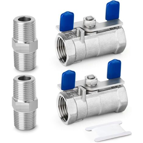 2 PCS 1/2" BSP Female Mini-Ball Valve Shut-Off Switch, 304 stainless steel fittings for water, air and industrial use