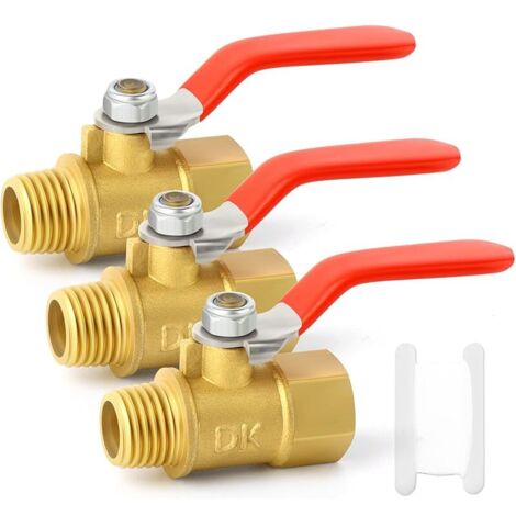 3pièces 1/4 pouce en laiton Mini robinet à tournant sphère arrêter l’interrupteur, 1/4 pouce mâle x femelle raccord de tuyau filetage BSP